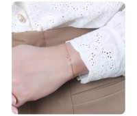 Rose Gold Plated Heart and Love Silver Bracelet BRS-10-RO-GP